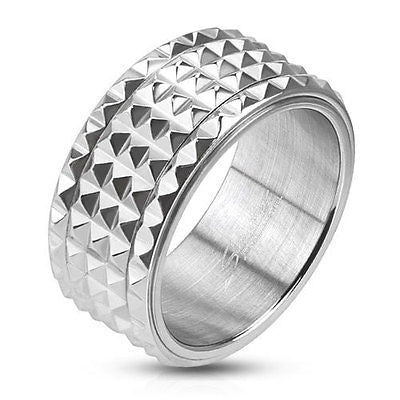 Stainless Steel Spiked Spinner Ring - Spinning Center - Highway Thirty One