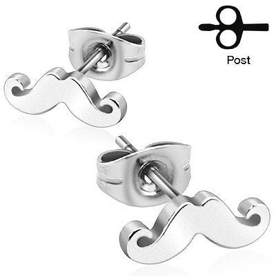 Pair of Stainless Steel Mustache Earrings - Highway Thirty One