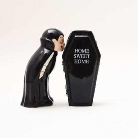 Vampire and Coffin Salt and Pepper Shakers