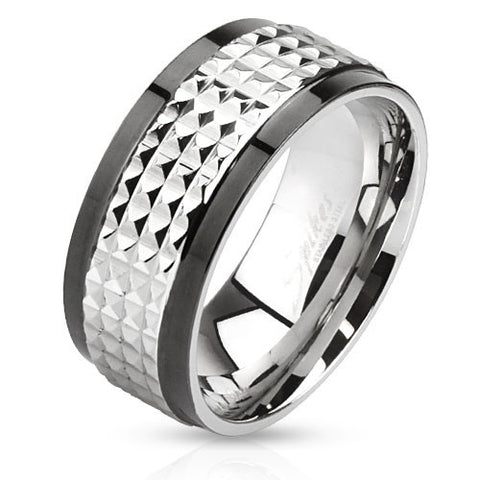 Two toned Stainless Steel Spiked Spinner Ring - Spinning Center - Highway Thirty One