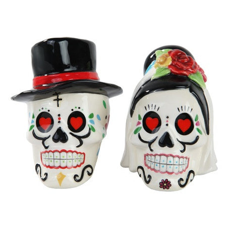Day of the Dead Wedding Skulls Salt and Pepper Shaker - Highway Thirty One