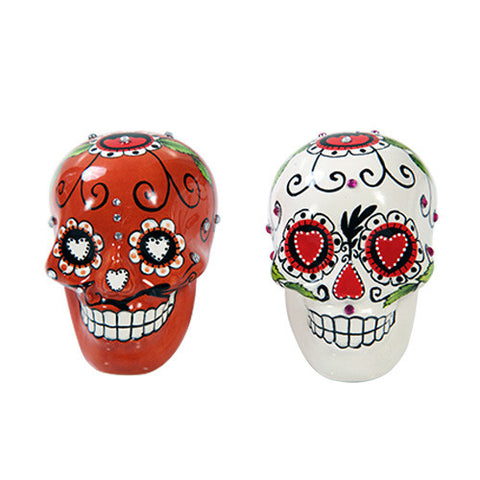 Day of the Dead Salt & Pepper Shaker Red and White - Highway Thirty One
