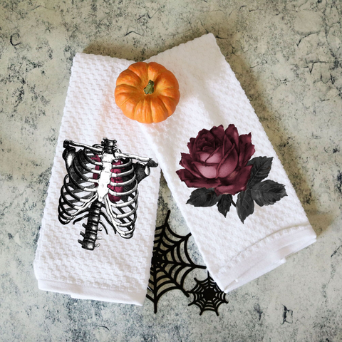 Set of Two Towels Rib Cage and Vintage Rose