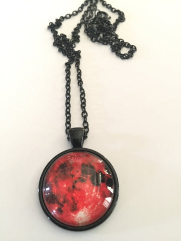 Blood Red Moon 1" Pendant with Black Chain - Highway Thirty One
