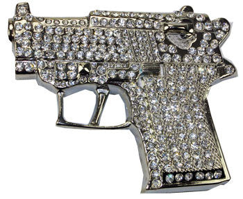 Silver Rhine Stone Gun Belt Buckle - Highway Thirty One