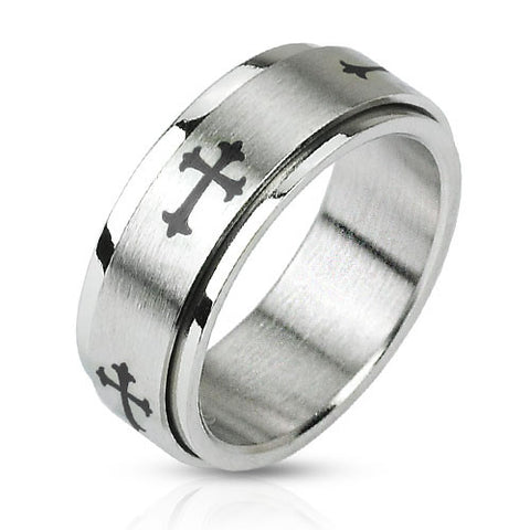 316L Stainless Steel Celtic Cross Center Spinner Ring - Highway Thirty One