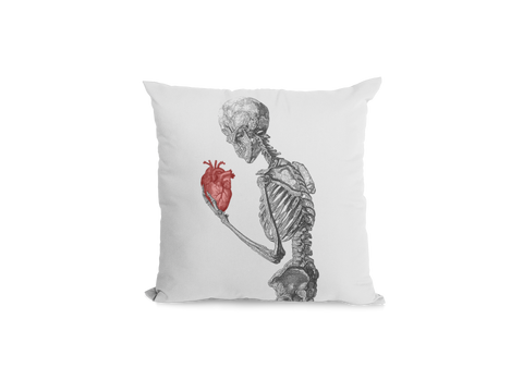 Vintage Skeleton Heart Pillow Cover