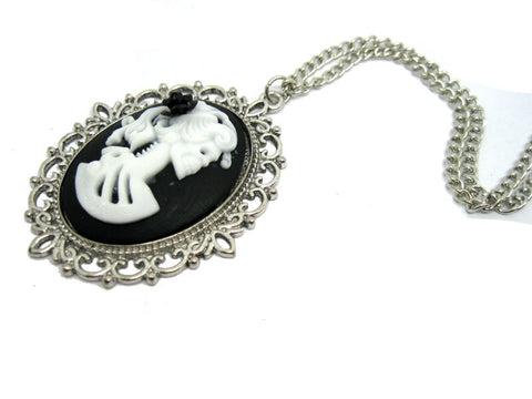 Victorian Skeleton Cameo Necklace - Highway Thirty One