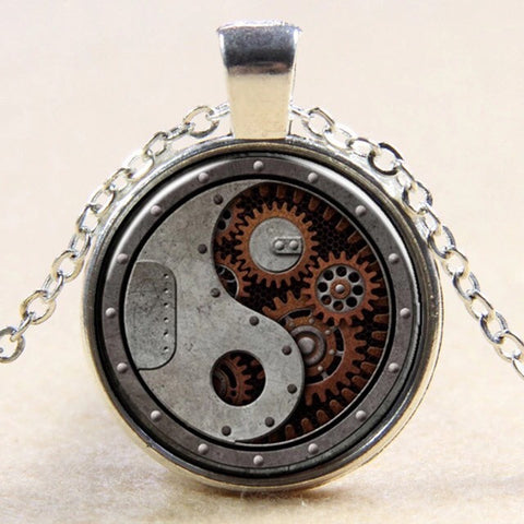 Steampunk Glass Pendant Necklace - Highway Thirty One