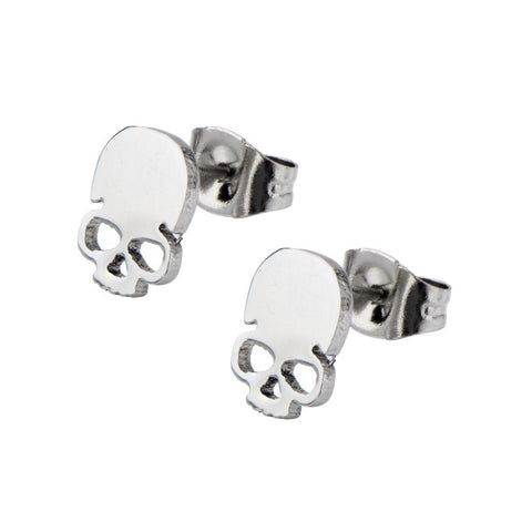 Women's Stainless Steel Skull Cut Out Stud Earrings. - Highway Thirty One