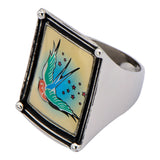 Women's Stainless Steel Swallow Vintage Frame Ring - Highway Thirty One - 2