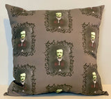 Edgar Allan Poe Zombie Horror Pillow cover 16 x 16”