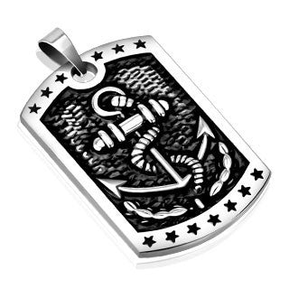 Stainless Steel Marine Anchor Cast Dog Tag Pendant - Highway Thirty One