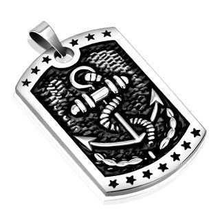 Stainless Steel Marine Anchor Cast Dog Tag Pendant - Highway Thirty One