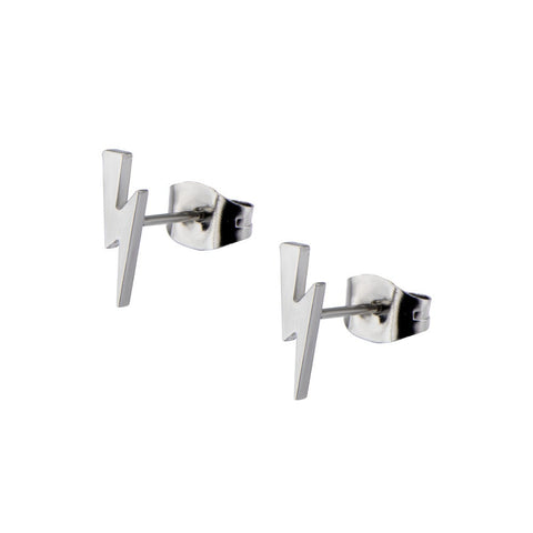Women's Stainless Steel Lightning Bolt Stud Earrings - Highway Thirty One