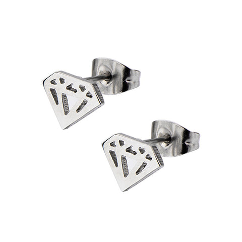 Women's Stainless Steel Diamond Cut Out Stud Earrings. - Highway Thirty One