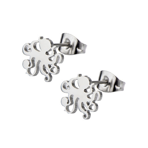 Women's Stainless Steel Octopus Cut Out Stud Earrings - Highway Thirty One