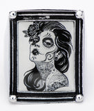 Women's Stainless Steel Day of the Dead-Girl Vintage Frame Ring. - Highway Thirty One - 3