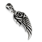 Stainless Steel Angel Wing with Rose Pendant - Highway Thirty One - 1