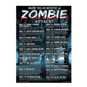 How to survive a Zombie Attack - Metal Sign - Highway Thirty One