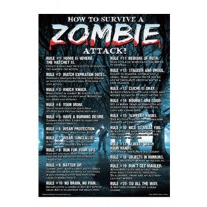 How to survive a Zombie Attack - Metal Sign - Highway Thirty One