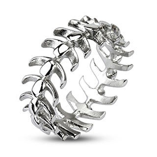 316L Stainless Steel Vertebrae Looped Bone Cast Ring - Highway Thirty One