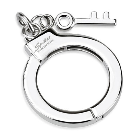 Stainless Steel Large Handcuffs with key Pendant - Highway Thirty One