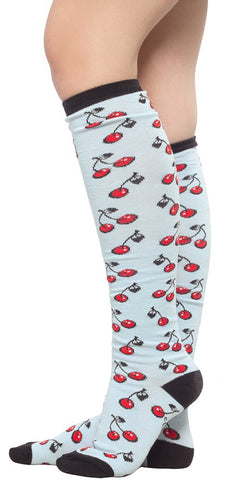 Sourpuss 19" Cherries Socks Blue - Highway Thirty One - 1